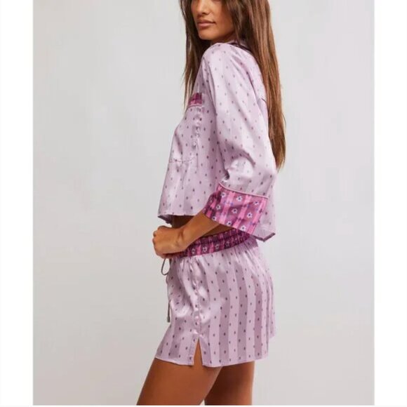FREE PEOPLE NWT Pillow Talk PJ Set / Lilac Combo - S/M (label M) - Picture 2 of 11
